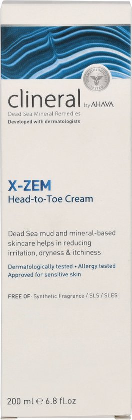 AHAVA Clineral X-ZEM Head-to-Toe Cream - Alomvattende Huidverzorging | Vermindert Jeuk, Droogheid & Roodheid | Speciaal voor Gevoelige Huid & Eczeem | Exceem Crème & Zalf - 200ml