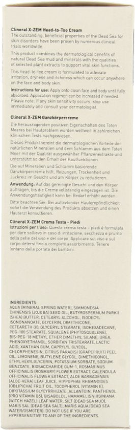 AHAVA Clineral X-ZEM Head-to-Toe Cream - Alomvattende Huidverzorging | Vermindert Jeuk, Droogheid & Roodheid | Speciaal voor Gevoelige Huid & Eczeem | Exceem Crème & Zalf - 200ml