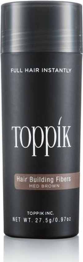 Toppik Hair Building Fibers Middenbruin | 27,5 gram | Cosmetische Haarverdikker, Verbergt haaruitval (Direct voller haar)