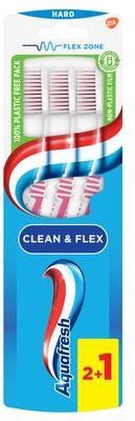 Aquafresh - Tandenborstel - Clean & Flex - Hard - Grondige Reiniging - 3 Tandenborstels