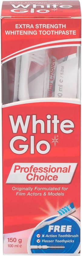 White Glo Professional Choice tandpasta en tandenborstel set voor witte tanden