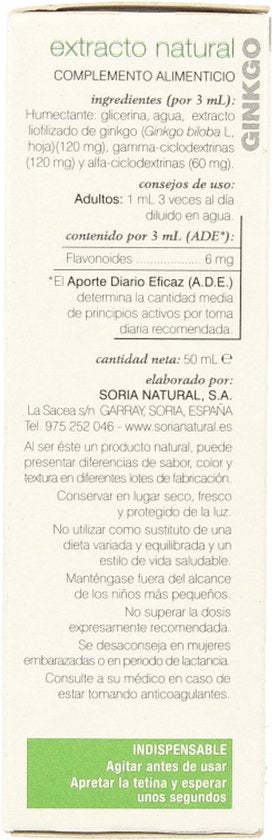 Soria Natural Ginkgo biloba extract 50 Milliliter