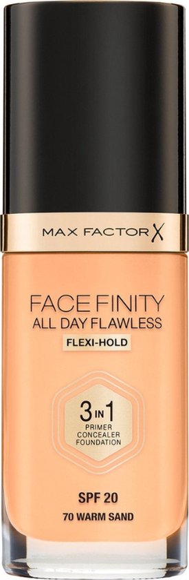 Max Factor Facefinity All Day Flawless 3-In-1 Vegan Foundation 070 Warm Sand