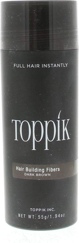 Toppik Hair Building Fibers Donkerbruin | 55 gram | Cosmetische Haarverdikker, Verbergt haaruitval (Direct voller haar)