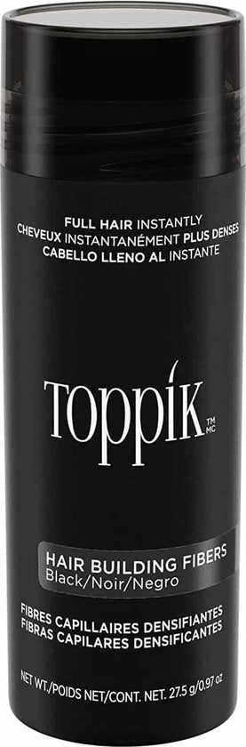 Toppik Hair Building Fibers Zwart | 27,5 gram | Cosmetische Haarverdikker, Verbergt haaruitval (Direct voller haar)