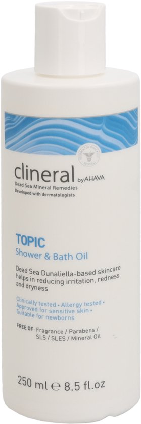 AHAVA Clineral TOPIC Douche & Bad Olie | Intensieve Hydratatie & Kalmering | Speciaal voor Droge & Geïrriteerde Huid | Vegan & Vrij van Schadelijke Ch