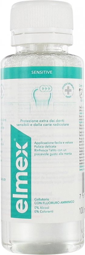 Elmex Mondspoeling 100ml - Gevoelige Verzorging en Mondhygiëne - Reisverpakking - Handbagage verpakking - Alcoholvrij