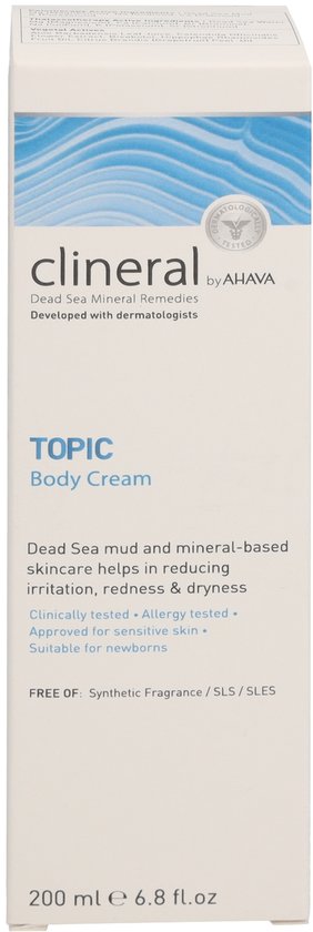 AHAVA CLINERAL TOPIC Lichaamscreme - Verlicht Droogheid & Irritaties | Vermindert Roodheid | Herstellend & Hydraterend | Body Cream | Moisturizer voor een droge huid & gezicht | Bodycreme voor mannen & vrouwen - 200ml