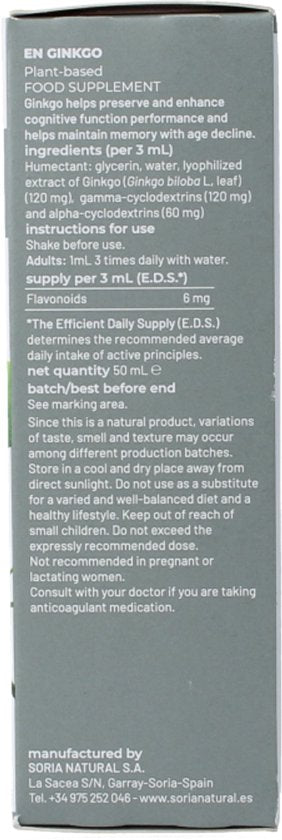 Soria Natural Ginkgo biloba extract 50 Milliliter