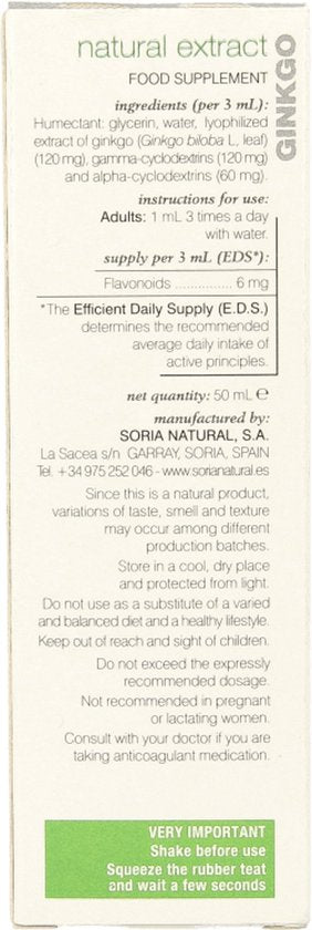 Soria Natural Ginkgo biloba extract 50 Milliliter
