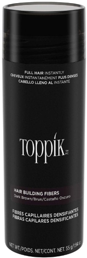 Toppik Hair Building Fibers Donkerbruin | 55 gram | Cosmetische Haarverdikker, Verbergt haaruitval (Direct voller haar)