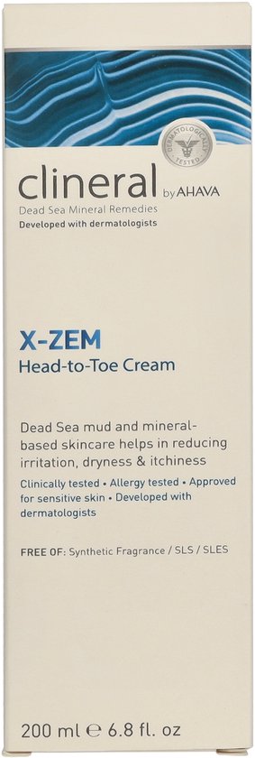 AHAVA Clineral X-ZEM Head-to-Toe Cream - Alomvattende Huidverzorging | Vermindert Jeuk, Droogheid & Roodheid | Speciaal voor Gevoelige Huid & Eczeem | Exceem Crème & Zalf - 200ml