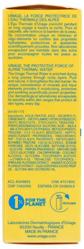 Uriage Bariesun Moisturizing Cream Water Resistant SPF50+
