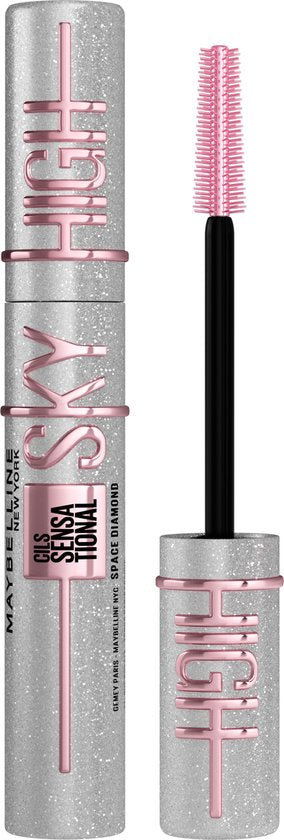 Maybelline New York Lash Sensational Sky High Mascara | Space Diamond | Glitter Topcoat, Eindeloos lengte en natuurlijk ogend volume (7,2 ml)