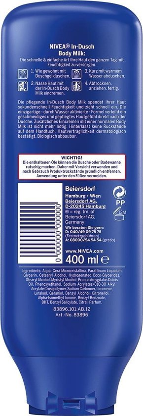 Nivea In-Shower Bodymilk Droge Huid met Amandelolie 400ml