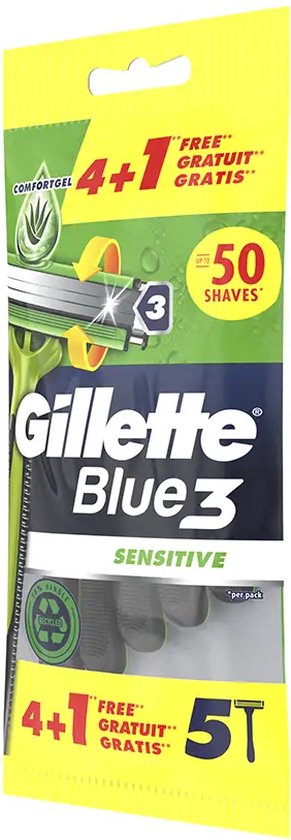 Gillette Blue3 Sensitive Wegwerp‑Scheermesjes – 5 Stuks