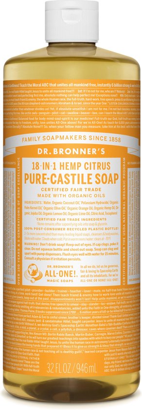 Dr Bronners Liquid soap citrus/orange 945 Milliliter