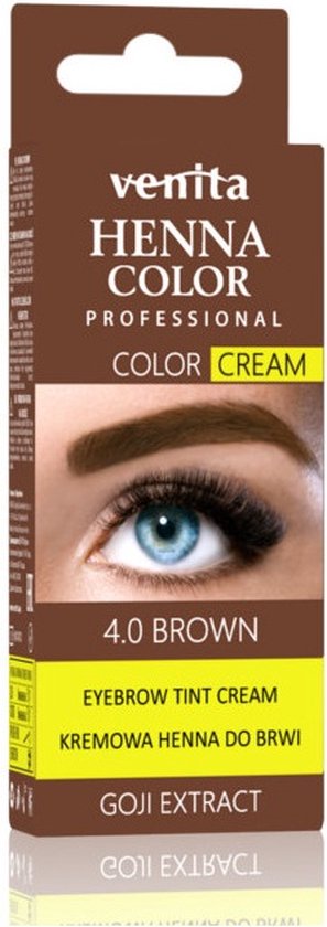 Venita HENNA COLOR CREME Professional Wenkbrauwverf met GOJI MODERNE FORMULE 4.0 Brown/Bruin 15g (15 Behandelingen).
