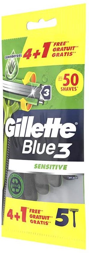 Gillette Blue3 Sensitive Wegwerp‑Scheermesjes – 5 Stuks
