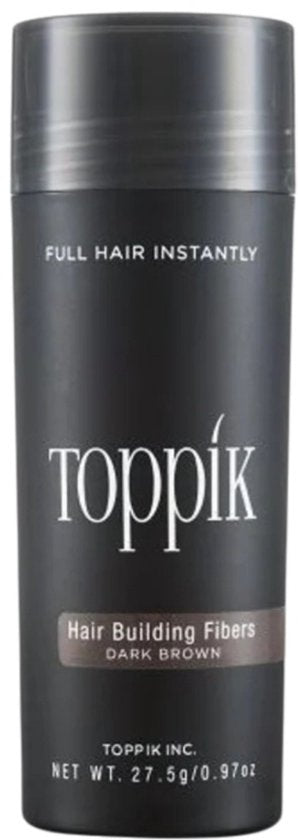 Toppik Hair Building Fibers Donkerbruin | 27,5 gram | Cosmetische Haarverdikker, Verbergt haaruitval (Direct voller haar)