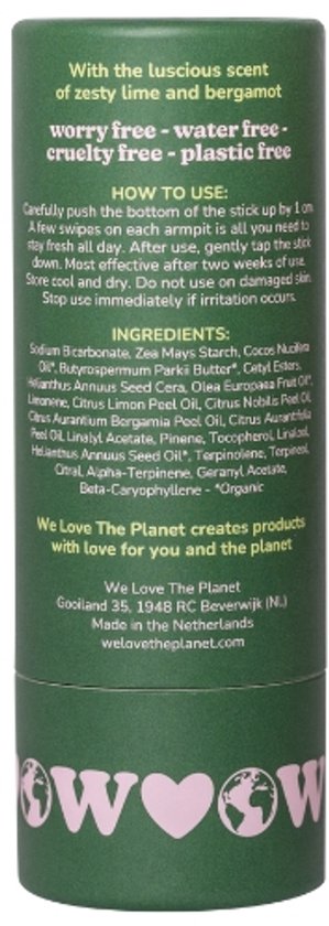 We Love The Planet Zesty Lime Deodorant Stick 40GR