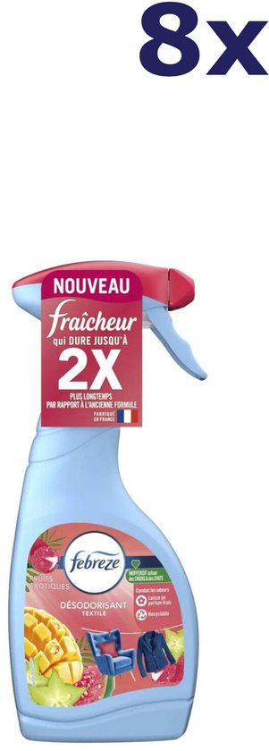 Febreze Exotic Fruit Textile Deodorizing Spray 8x500ml - Geurverfrisser - Textielspray - Langdurige Frisheid