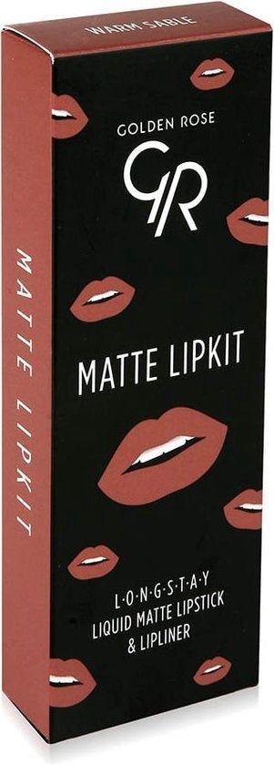 Golden Rose Matte LIPKIT: WARM SABLE Matte Vloeibare Lippenstift & Lipliner Combinatie