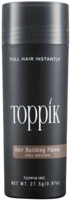 Toppik Hair Building Fibers Middenbruin | 27,5 gram | Cosmetische Haarverdikker, Verbergt haaruitval (Direct voller haar)