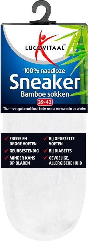 Lucovitaal Sneaker Bamboesokken Wit Maat 39-42