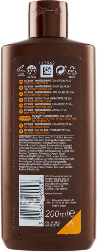 Zonnebrandlotion Piz Buin In Sun SPF 50+ 200 ml