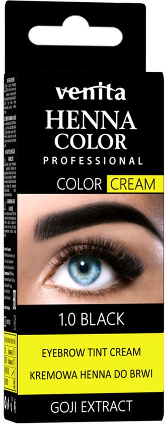 Venita HENNA COLOR CREME Professional Wenkbrauwverf met GOJI MODERNE FORMULE 1.0 Black / Zwart 15g .15 Behandelingen..