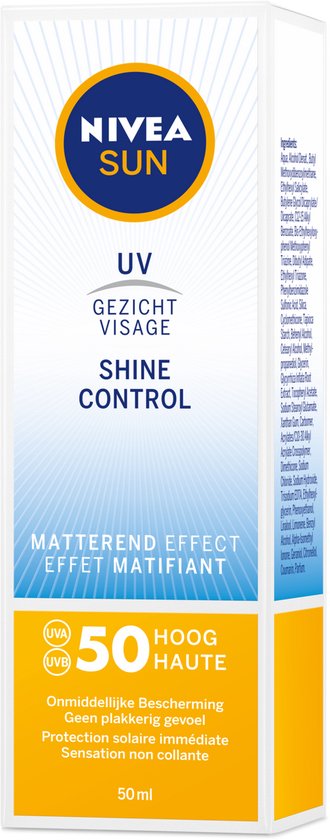 NIVEA SUN Face Shine Control Zonnebrand Gezicht - SPF 50 - Matterend Effect - Zonnebrandcrème - 50 ml