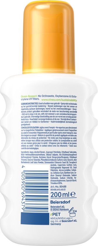 NIVEA SUN Sensitive Immediate Protect Zonnebrand Spray - Gevoelige huid - SPF 30 - Zonnespray - Met aloë vera en jojobaolie - 200 ml
