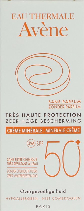 Avène Sun Protection Mineral Cream 50+ - Zonnebrand - 50 ml