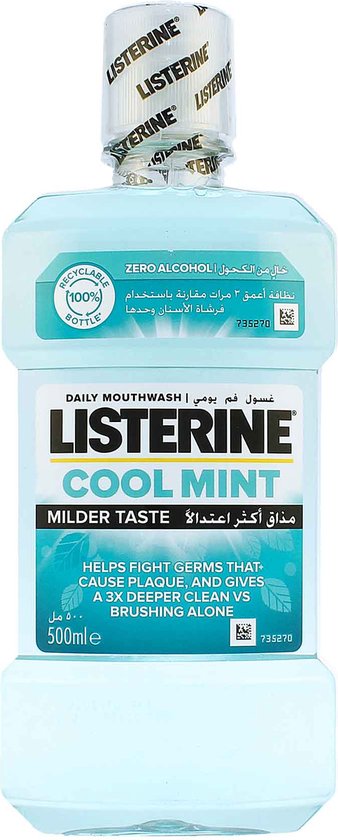 Listerine - Mondwater - Cool Mint - Milde Smaak - Mondspoeling - ZERO Alcohol - 1L