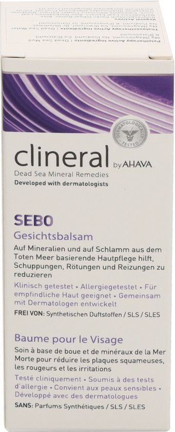 AHAVA Clineral SEBO Gezichtscrème | Intensieve Hydratatie & Kalmering | Speciaal voor Gevoelige Huid | Gezichtsverzorging voor Mannen & Vrouwen | Help