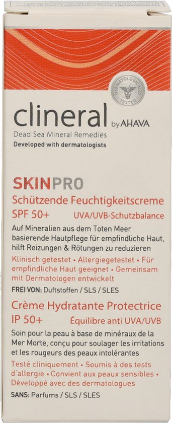 AHAVA CLINERAL SKINPRO Beschermende Vochtcrème SPF50 - Kalmeert Irritatie & Vermindert Roodheid | Hoge SPF Bescherming | Geformuleerd met Dermatologen | Creme voor mannen & vrouwen - 50ml