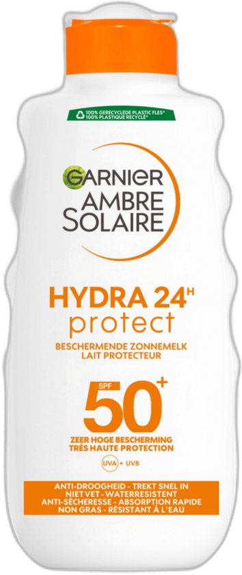 Garnier Ambre Solaire Hydra 24H Protect Lotion Zonnebrandcrème SPF 50+ 175ml - Niet vet - waterresistent – Vitamine Cg - Beschermt en hydrateert