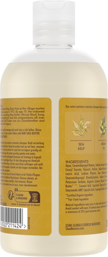 SheaMoisture Extra Moisture Retention Shampoo - Raw Shea Butter - zonder siliconen en sulfaten - 384 ml