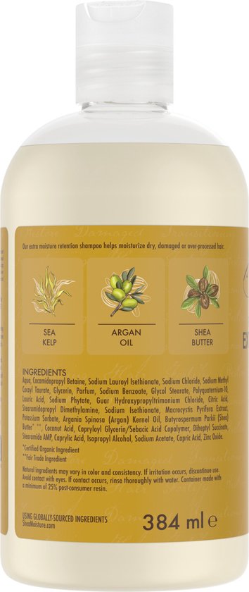 SheaMoisture Extra Moisture Retention Shampoo - Raw Shea Butter - zonder siliconen en sulfaten - 384 ml