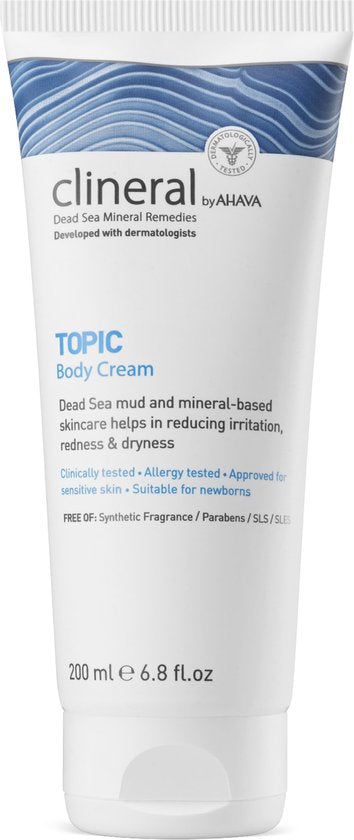AHAVA CLINERAL TOPIC Lichaamscreme - Verlicht Droogheid & Irritaties | Vermindert Roodheid | Herstellend & Hydraterend | Body Cream | Moisturizer voor een droge huid & gezicht | Bodycreme voor mannen & vrouwen - 200ml