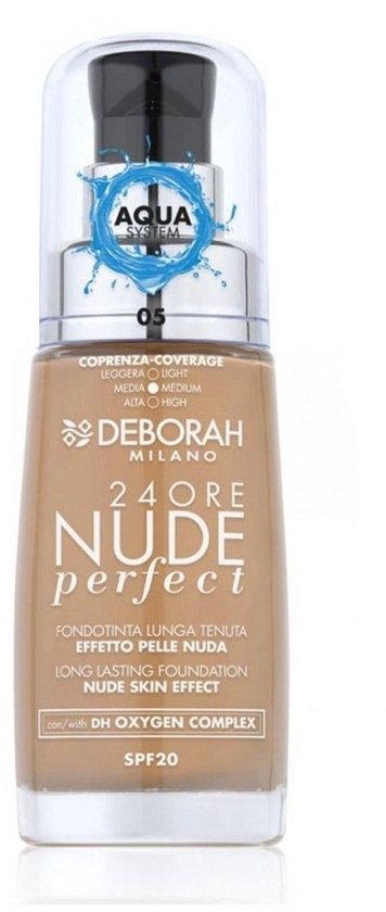 Deborah Milano 24Ore Nude Perfect Foundation - Amber - 30ml