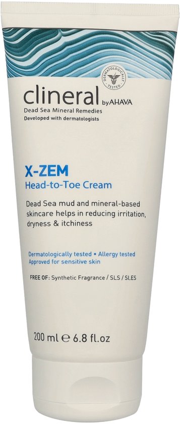 AHAVA Clineral X-ZEM Head-to-Toe Cream - Alomvattende Huidverzorging | Vermindert Jeuk, Droogheid & Roodheid | Speciaal voor Gevoelige Huid & Eczeem | Exceem Crème & Zalf - 200ml