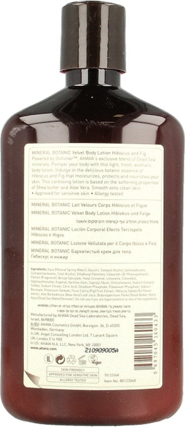 AHAVA Mineraal Botanische Bodylotion - Hibiscus & Vijg | Reinigt & Hydrateert | Geeft Ontspannend Gevoel | Lotion voor dames & heren | Moisturizer voor een droge huid & gezicht - 500ml