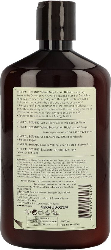 AHAVA Mineraal Botanische Bodylotion - Hibiscus & Vijg | Reinigt & Hydrateert | Geeft Ontspannend Gevoel | Lotion voor dames & heren | Moisturizer voor een droge huid & gezicht - 500ml