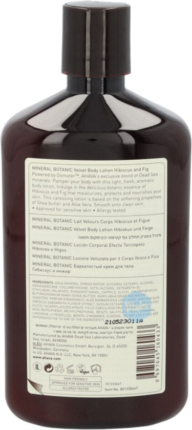 AHAVA Mineraal Botanische Bodylotion - Hibiscus & Vijg | Reinigt & Hydrateert | Geeft Ontspannend Gevoel | Lotion voor dames & heren | Moisturizer voor een droge huid & gezicht - 500ml