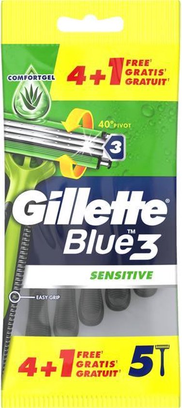 Gillette Blue3 Sensitive Wegwerp‑Scheermesjes – 5 Stuks