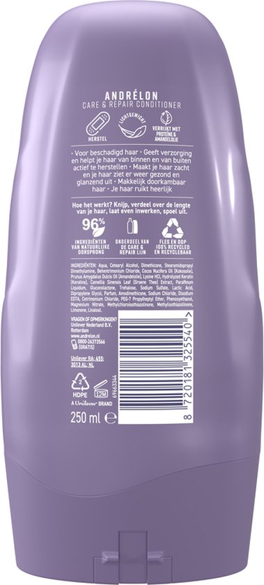 Andrélon Conditioner - Care & Repair - verrijkt met proteïne en amandelolie - 6 x 250 ml - Voordeelverpakking