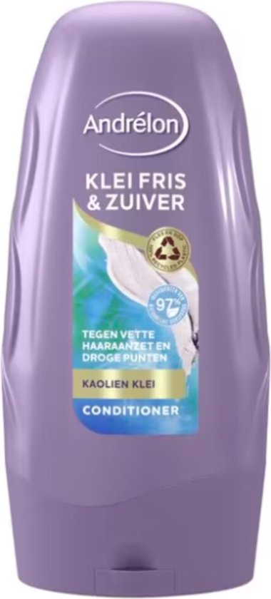 Andrélon Conditioner - Klei Fris & Zuiver - verrijkt met kaolienklei - 6 x 250 ml - Voordeelverpakking