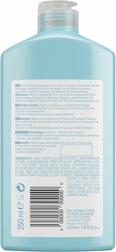 Conditioner Hydrate & Recharge John Frieda Hydrate Recharge 250 ml
